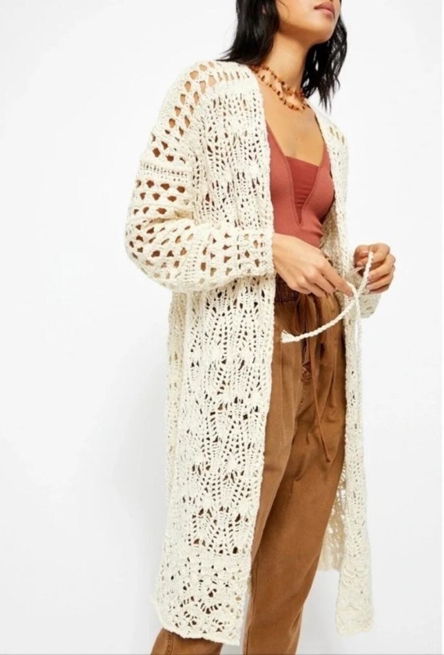 nwt free people sweet talker ivory crochet cardigan